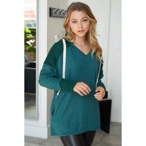 White Birch Two Tone Fuzzy Hoodie, Green